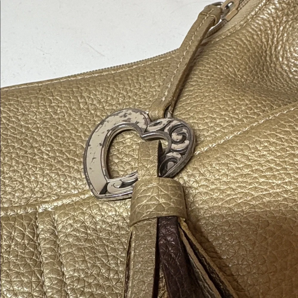 Brighton Gold Metallic Textured Leather Shoulder Bag